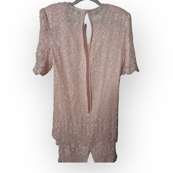 Brillante by JA light blush/Pink 2 tier sequin silk lined Dress Size XL - Picture 6 of 10